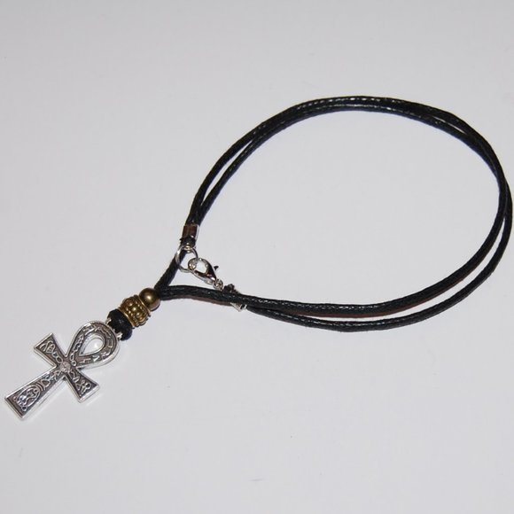 Ankh Cross Necklace,Ankh Cross Cord Necklace,Choker Necklace,Men's Neckl… - Picture 3 of 3